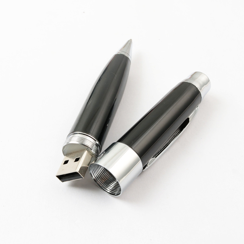Black Metal Pen USB Flash Drive 256GB Full Memory 30MB/S with Laser Radiation Chips
