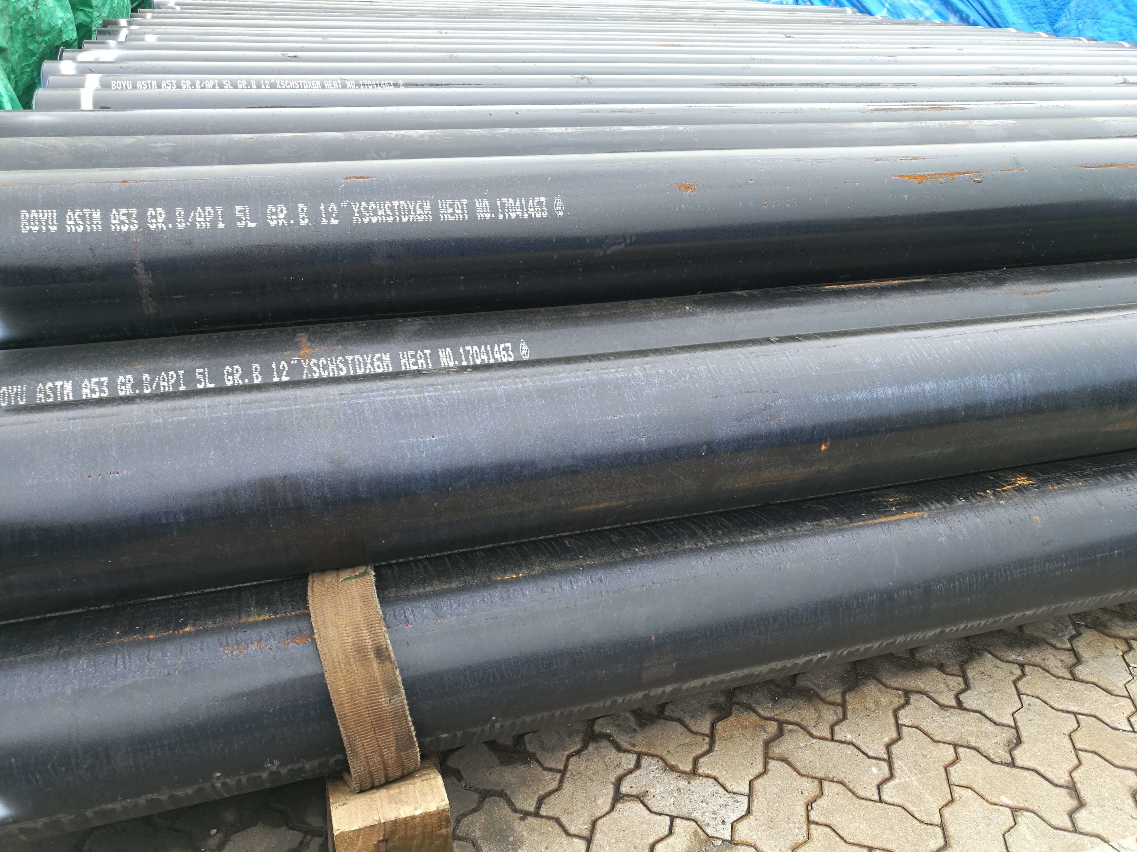 EN 10219 S355J0 Welded Steel Pipe Black Coating use for transmission