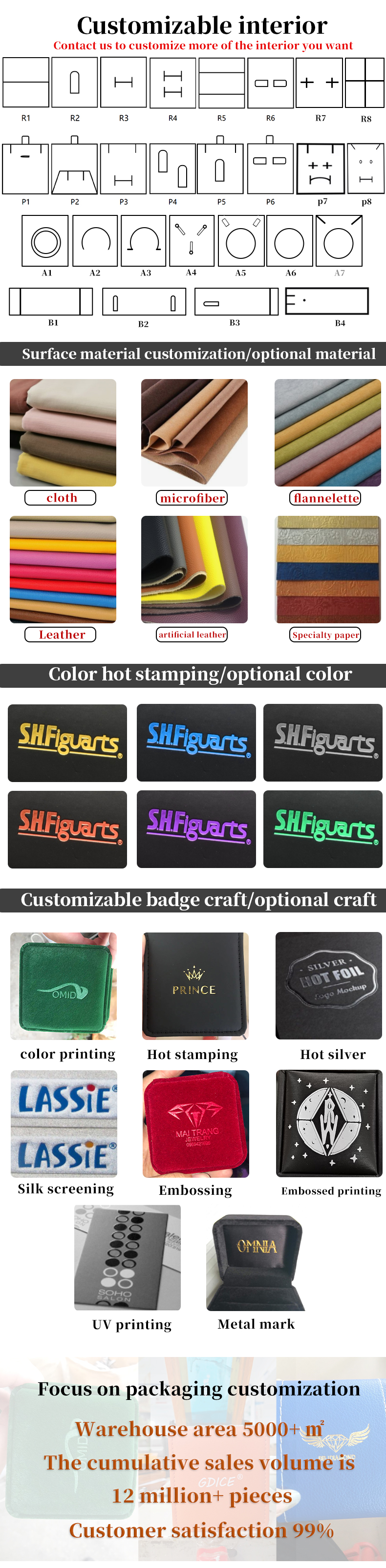 Customized LED Luxury Jewelry Box Packaging For Rings Necklaces Bracelets Earrings