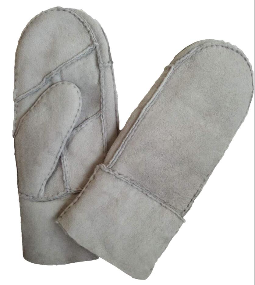 Wholesale Stock Double Face Real Lamb fur Ladies Mittens Spanish Merino Shearling Sheepskin Classic Winter 2018 Mitten