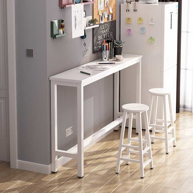 1.6m White Kitchen Bar Table Stool Set Melamine MFC With Metal Legs