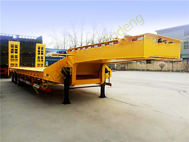60ton Hydraulic Lowbed Low Deck Tri-axles Low Loader Cargo Semi Truck Trailer
