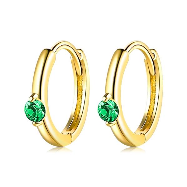 1.6g 1.5x0.3cm Stainless Steel Gold Hoop Earrings Party CZ Real Silver Earrings