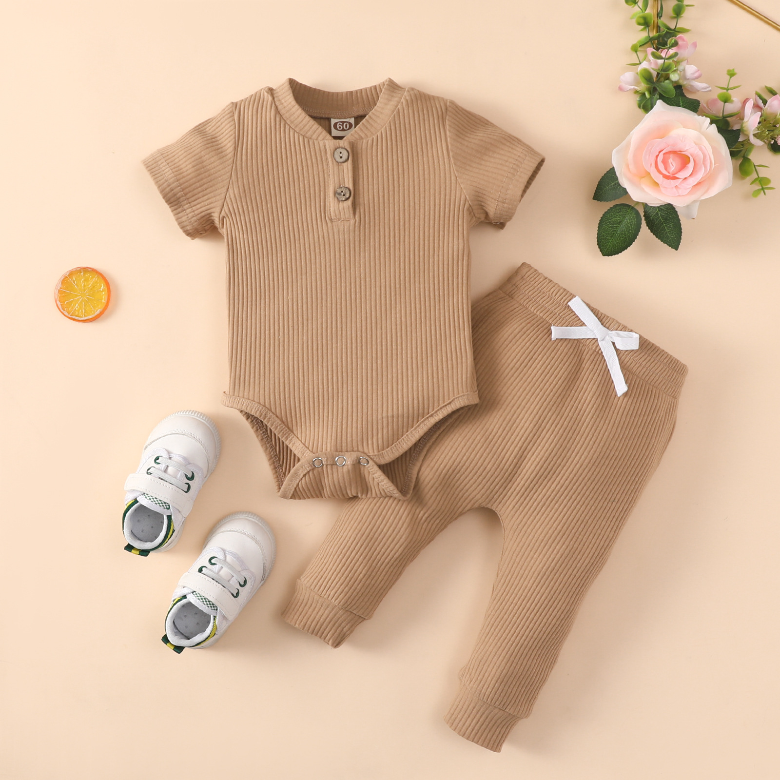 Baby Clothes set organic cotton infant toddler rompers / pants 2pcs baby clothing sets