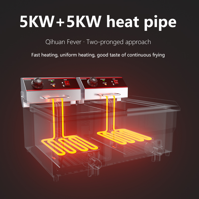 Commercial Equipment Healthy Electric Fryer 2 Tank 2 Basket for Industrial Machine