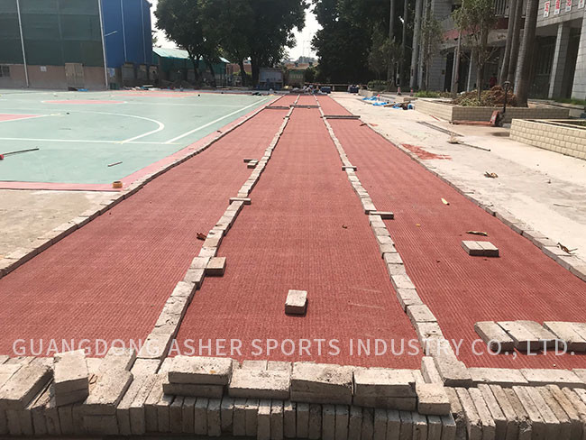 Outdoor Red Prefabricated Running Track Material 1.28mm Vertical Deformation