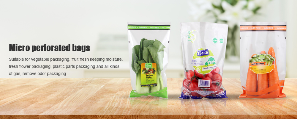 Clear Micro Perforated Bag Fresh Vegetable Plastic Packaging Bags Customized