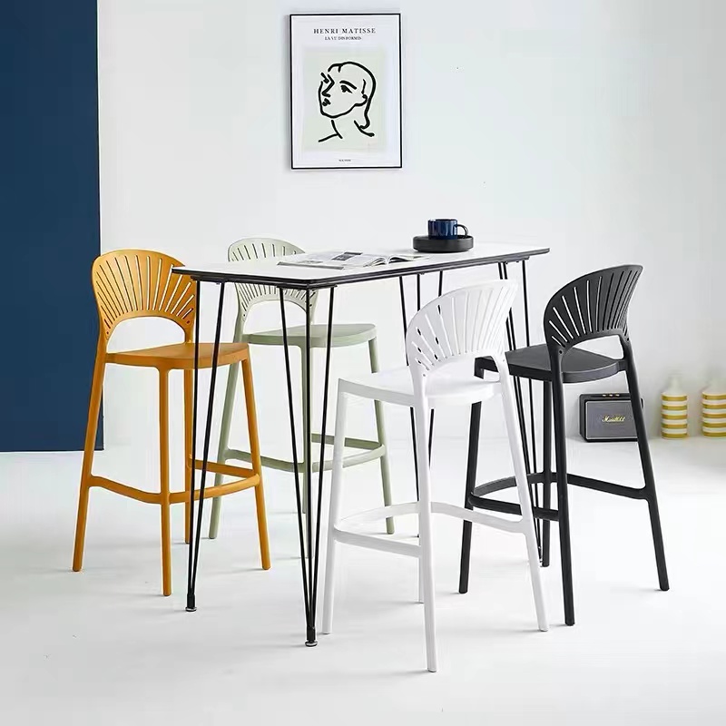 OEM ODM Molded Plastic Counter Stool Orange Black Plastic Bar Stools