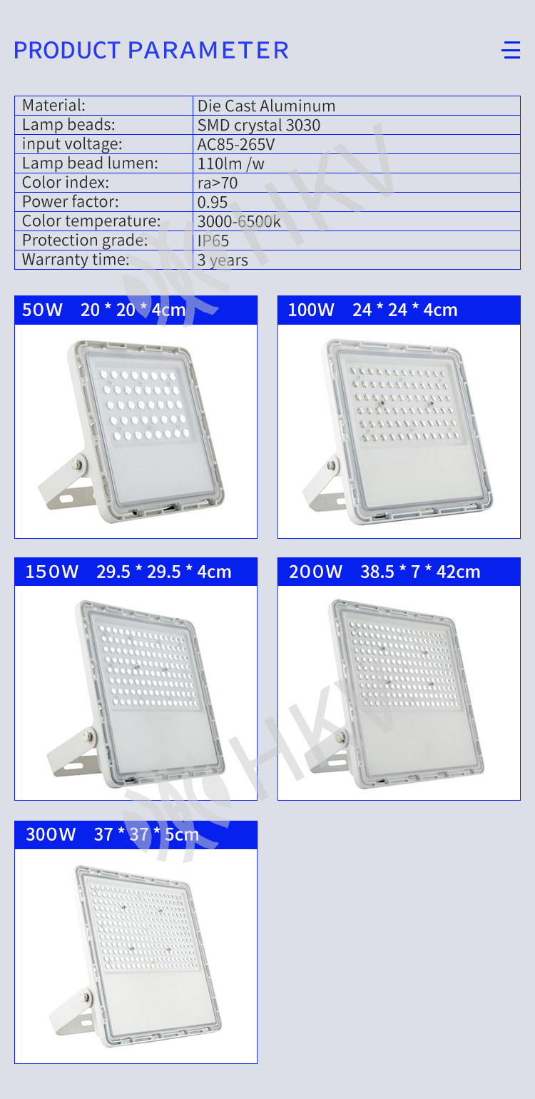 50W 100W 150W 200W 250W High Power LED Floodlight Cool / Warm White IP65