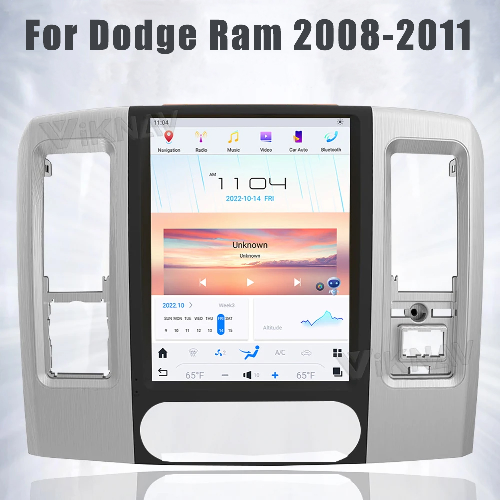 Viknav Car Radio For Dodge Ram (2008 2009 2010 2011) 12.1 inch Android 13 Auto Upgrade IPS LCD Screen Touch Multimedia