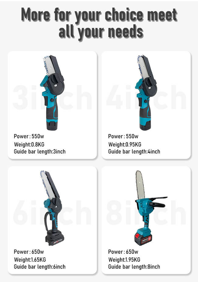 21V Wood Cutting Tool Electric Chainsaw 3'' Mini Rechargeable Portable Power Battery Cordless