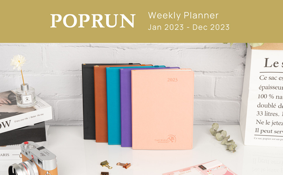 Purple Softcover Weekly Academic Planner With Hourly Schedule And Monthly Tabs