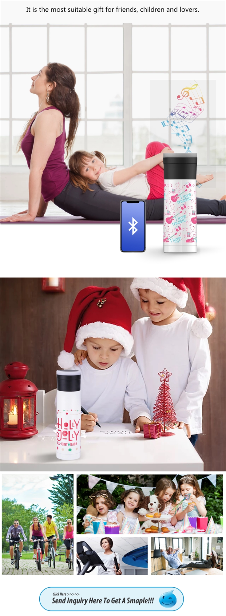 Stainless Steel Vacuum Travel Mug 0.35 L 12 Oz S/S Double Wall Tumble Speaker Led Bulb Water Proof Lamp Blanks