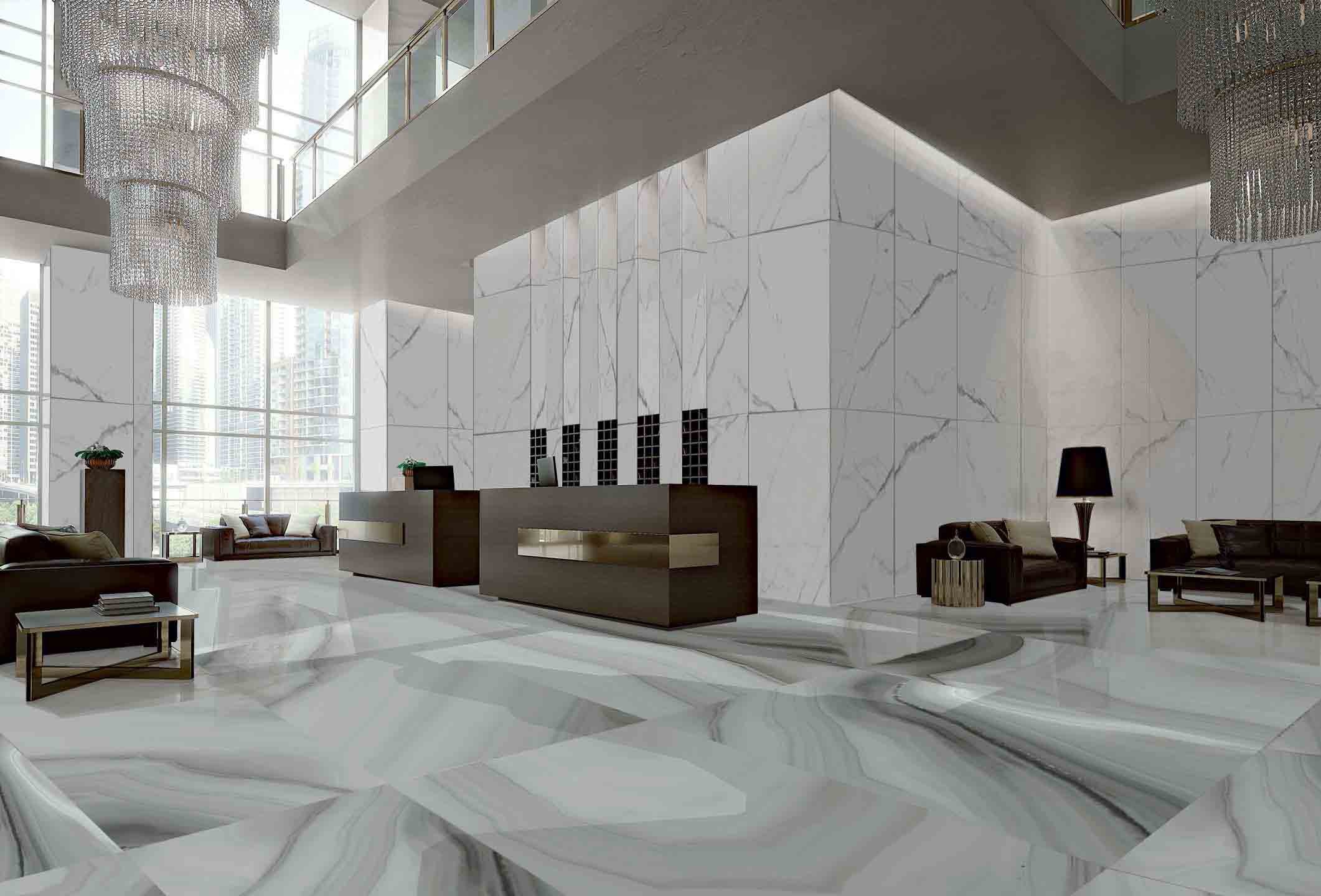 Fashionable Marble Effect Ceramic Floor Tiles For Home / Kitchen