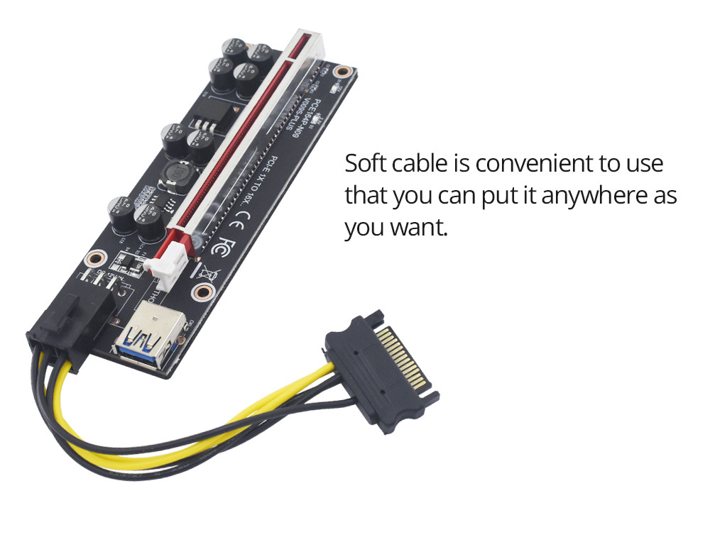 PCI Express 009S Plus Pcie Riser Cards 1x 16x USB3.0 Extension