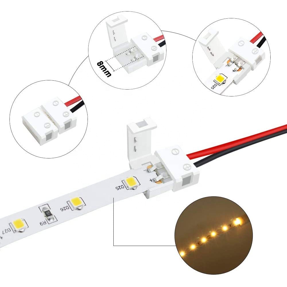 4pin 10mm LED Strip Connector Crystal Buckle Solderless Extension Terminal Adapter