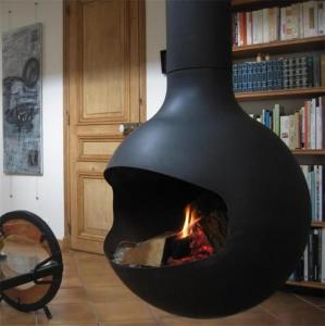 China Hotel And Indoor Decorative Suspended Fireplace Wood Burning Steel Stove on sale