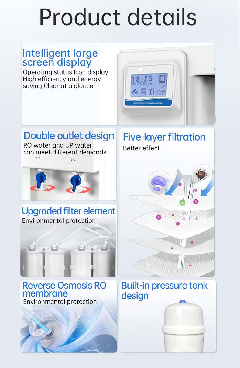 Type II Water 10 -40 Liters Per Hour Laboratory Grade Ultra Pure Water Equipment