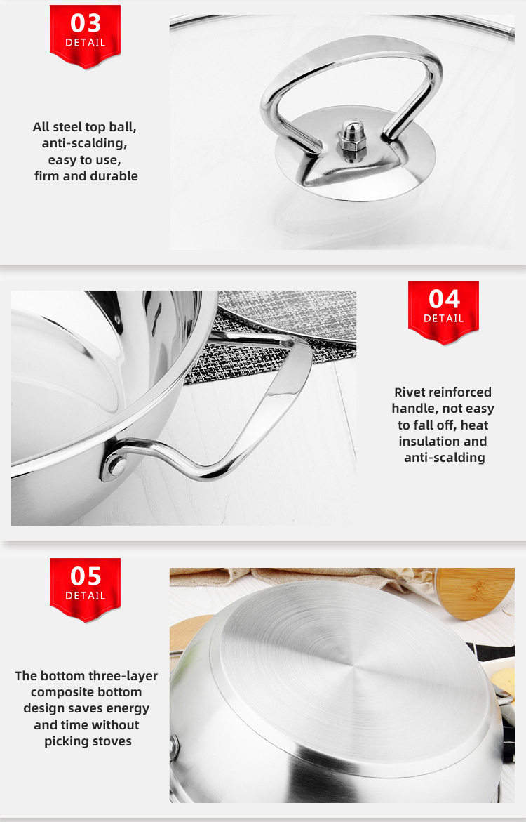 Wholesale Stainless Steel Pot Cookware 201 Set Stock Pots 18/20/26cm Soup Pot Cookware Sets