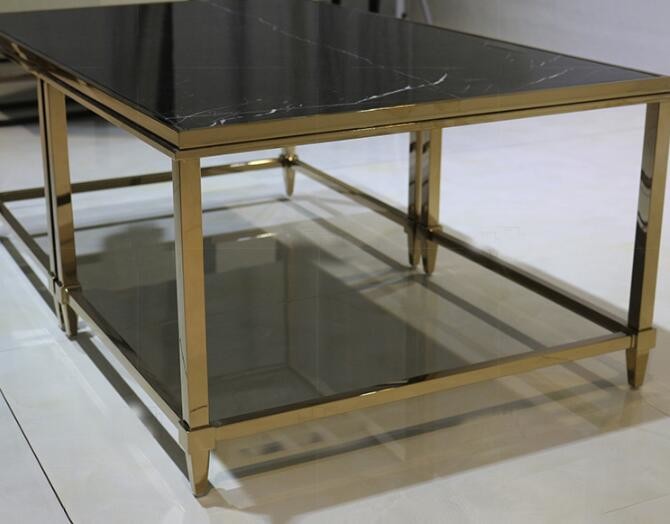stone top Brass stainless steel metal side table/End table/coffee table/C table, hotel furniture,casegoodsTA-0088