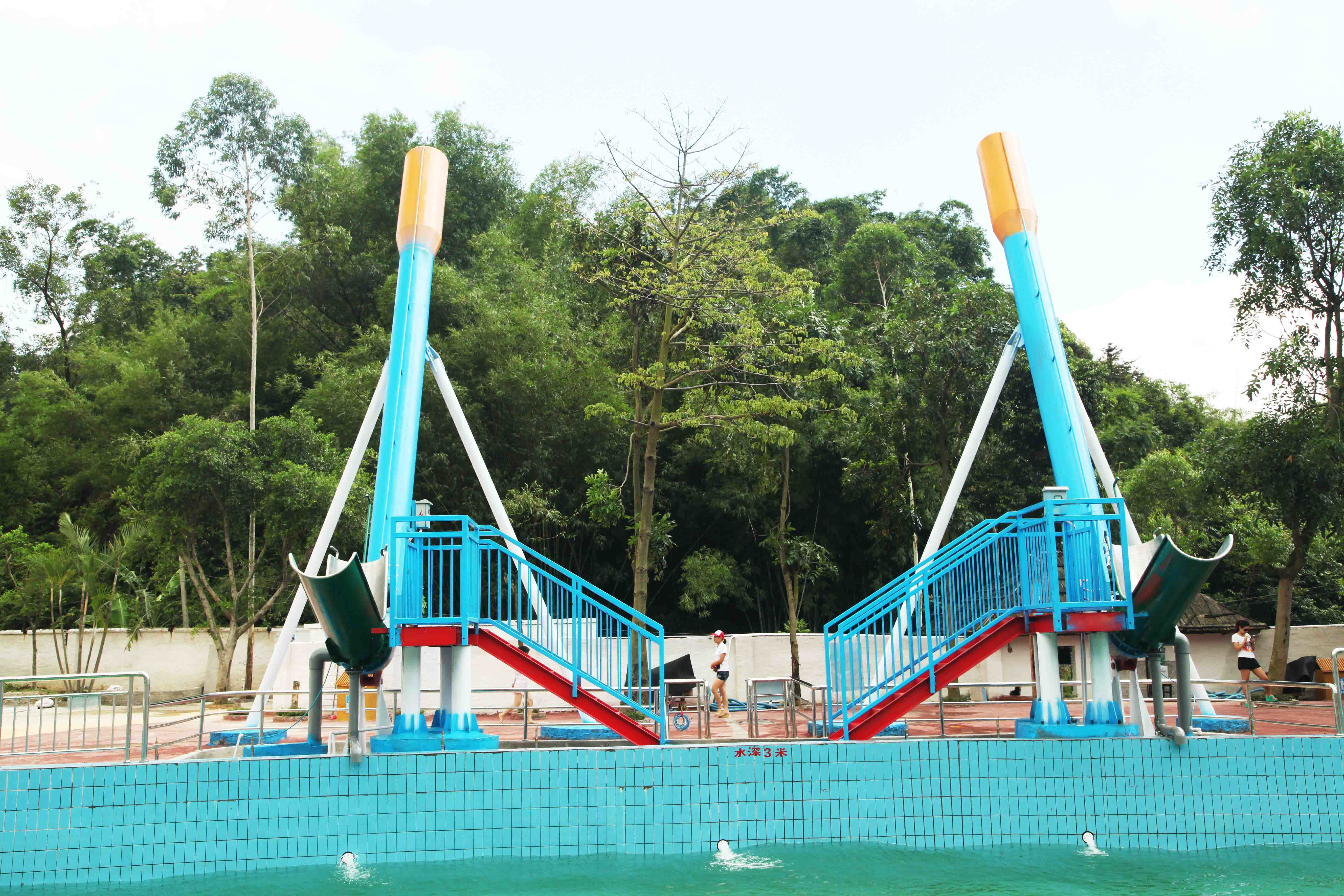12.5m Cannonball Steel Pool Water Slides 1 Year Warranty Water Slide Games