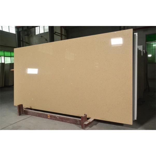 Shiny 3000*1400MM British Tan Colored Glass Countertop Quartz