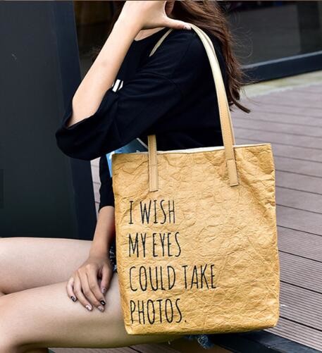 Cheap Lightweight Cheap Brown Custom Made Print Logo Water-proof Tyvek Paper Tote Shopping Bageco reusable promotion gif