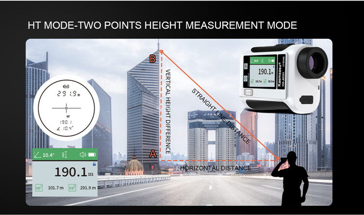 kaemeasu USB Charging Golf Rangefinder Big Screen Laser Range Finder Slope Switch Flagpole Lock J1500
