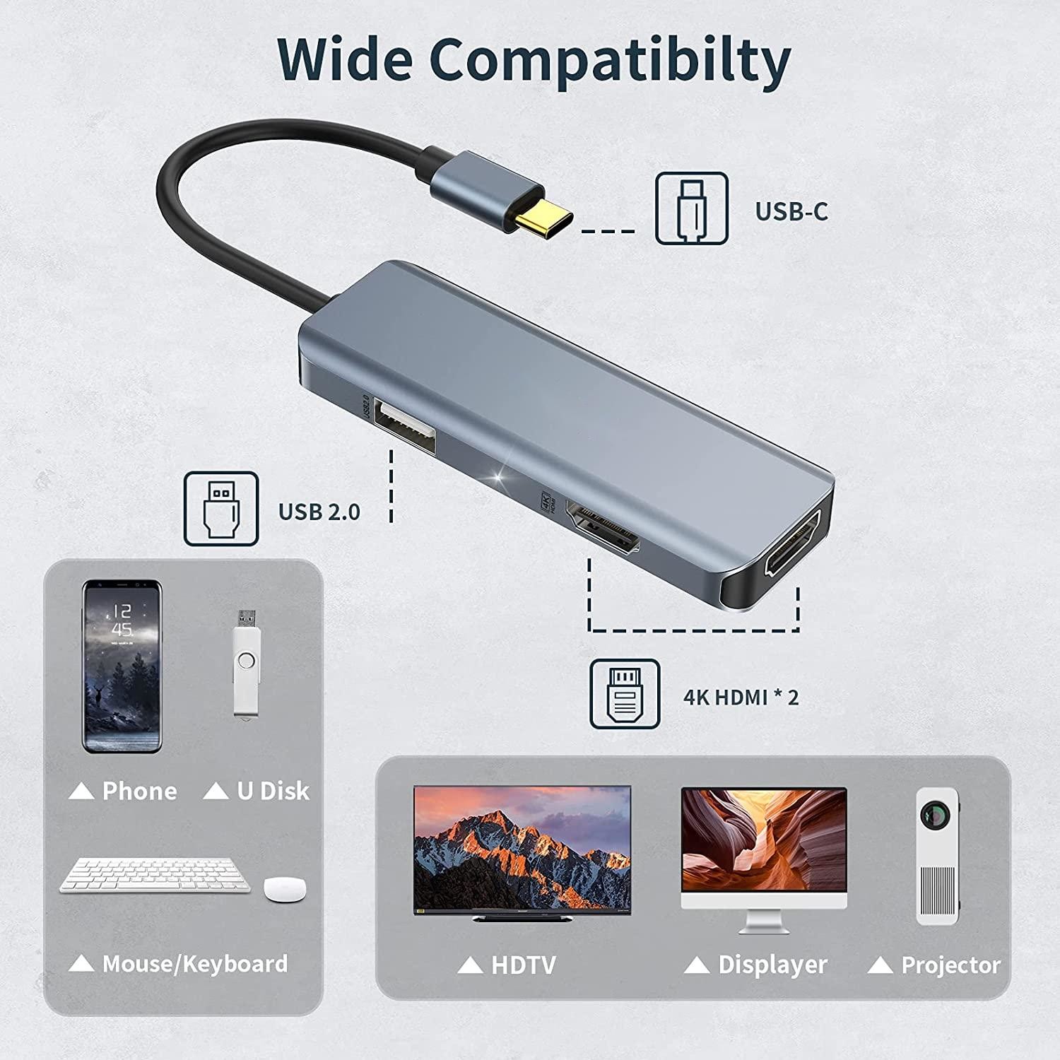 Convenient Silver USB C Docking Station with Displaylink IC and USB 3.0 Ports