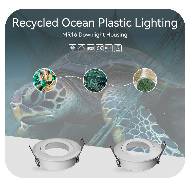 Recycled MR16 Downlight Housing Ocean Plastic Angle Adjustable Downlight Enclosure