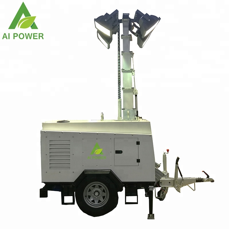 20kw Portable Flood Lights With Generator Plants 7m Metal Halide 1800rpm