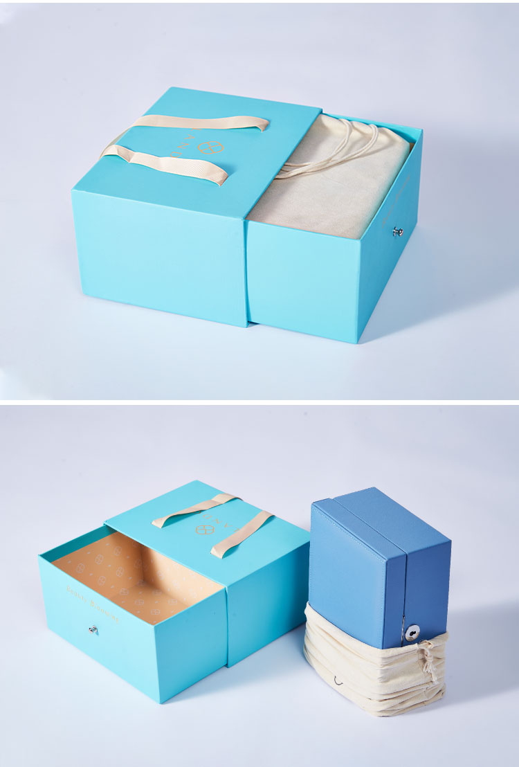 Drawer cardboard packaging box with silk for jewelry or cosmetic package