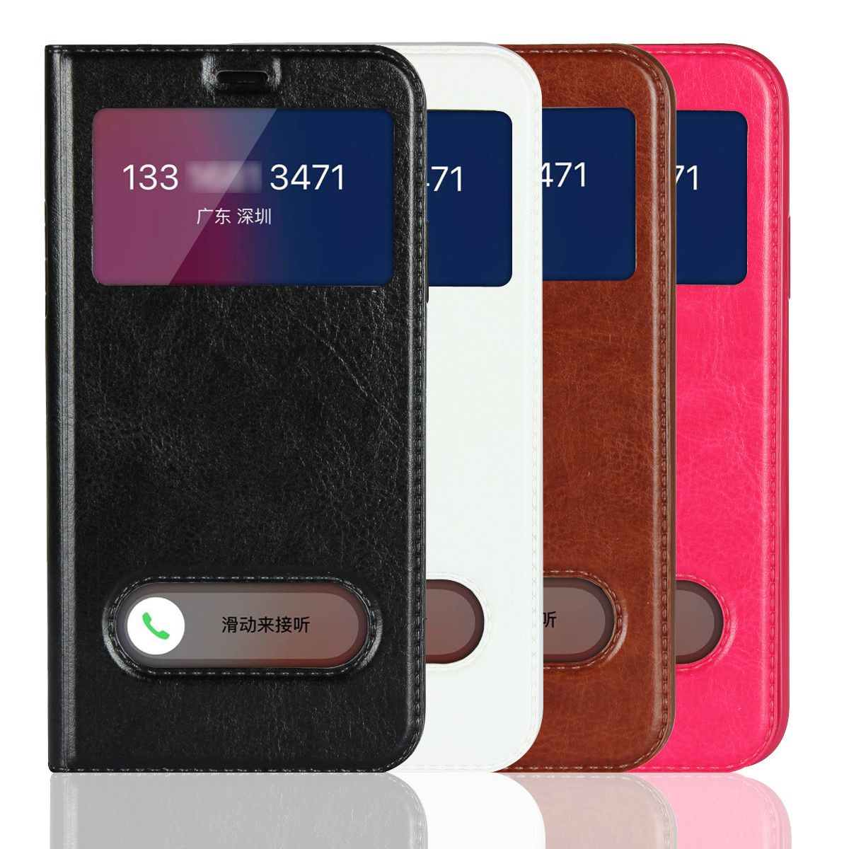 iPhone 8 Plus Case, Window View Stand Feature PU Leather Phone Case for Apple iPhone 5,6,7,8,X