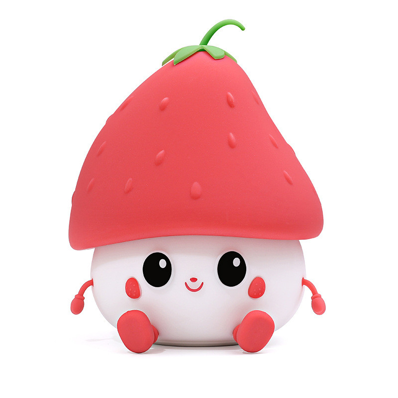 Night Light For Kids Cute Silicone Nursery Strawberries Lamp For Baby And Toddler Kawaii Bedside Timer Lamp For Kid Room