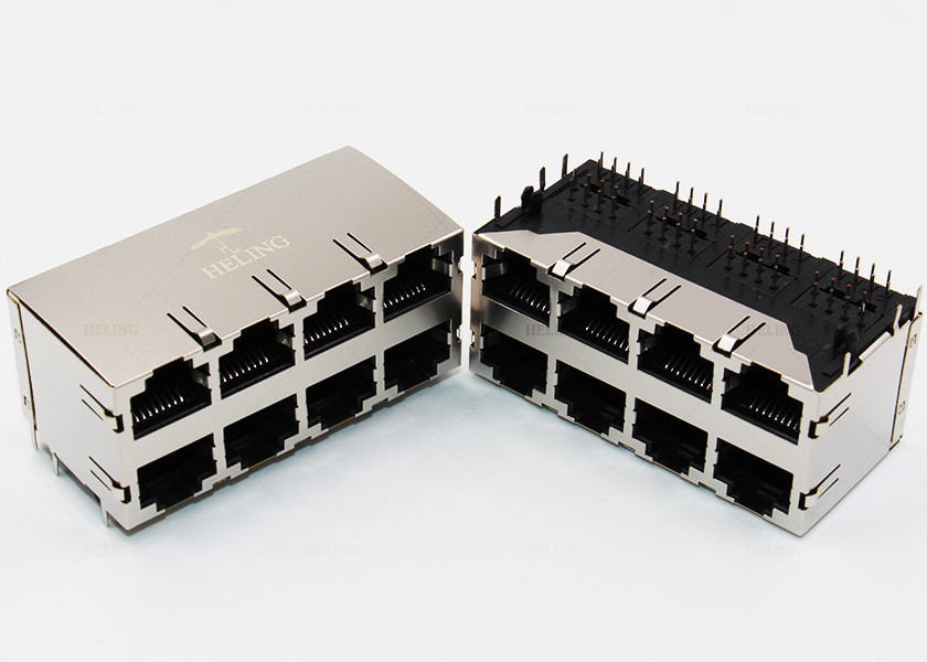 Tab Up Female Lan SMT Connector , Low Profile RJ45 Waterproof Connector