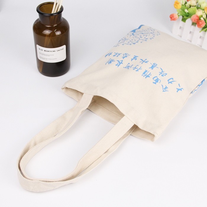 Student large size Solid Basket Bag Long Handle Shopping Pure cotton color