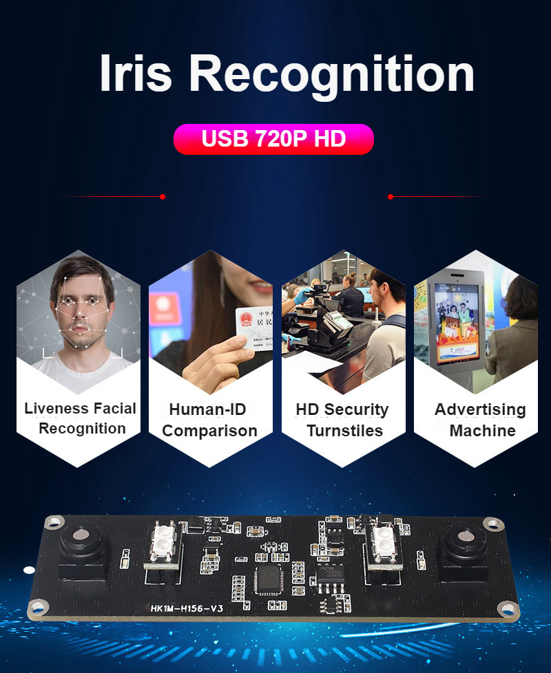 HK5M-H156 HD 5MP Iris Recognition USB Computer Camera Industrial Module 1080p Infrared Light H150 Pixel Size 3.0μm x 3.0μm