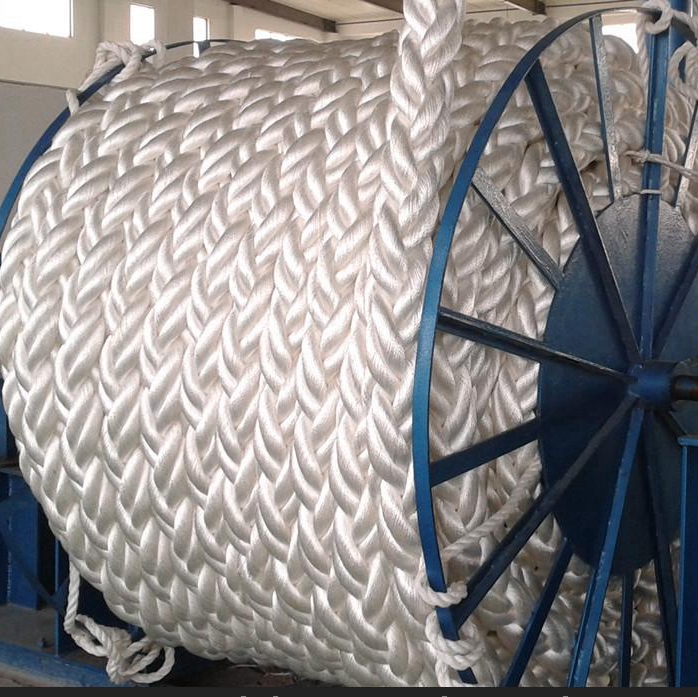 Heavy Duty Nylon 60mm 8 Strand HMWPE Polypropylene Mooring Rope for Marine Equipment