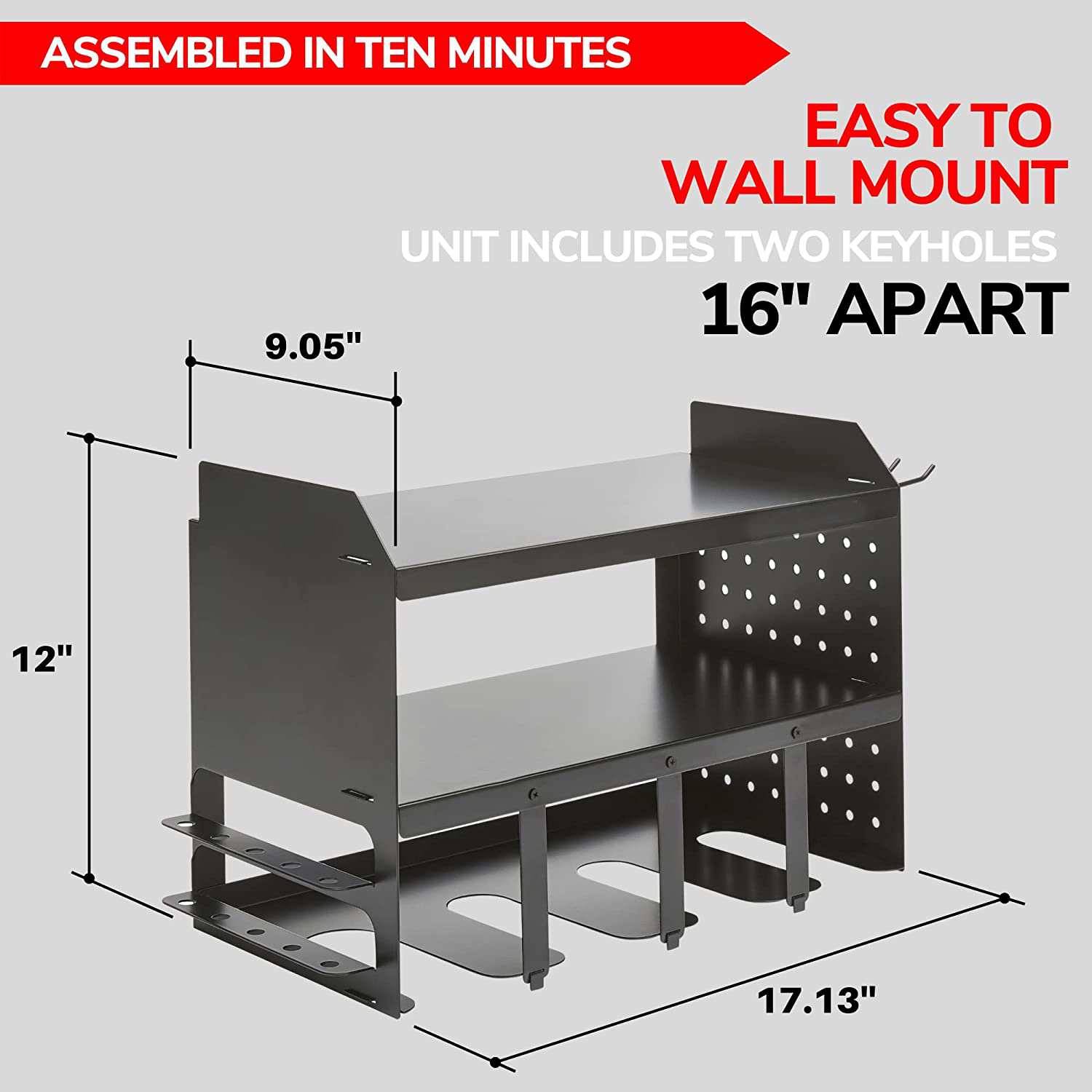 Carved Power Tool Organizer Wall Mount for Neatening and Storage of Heavy Duty Drills