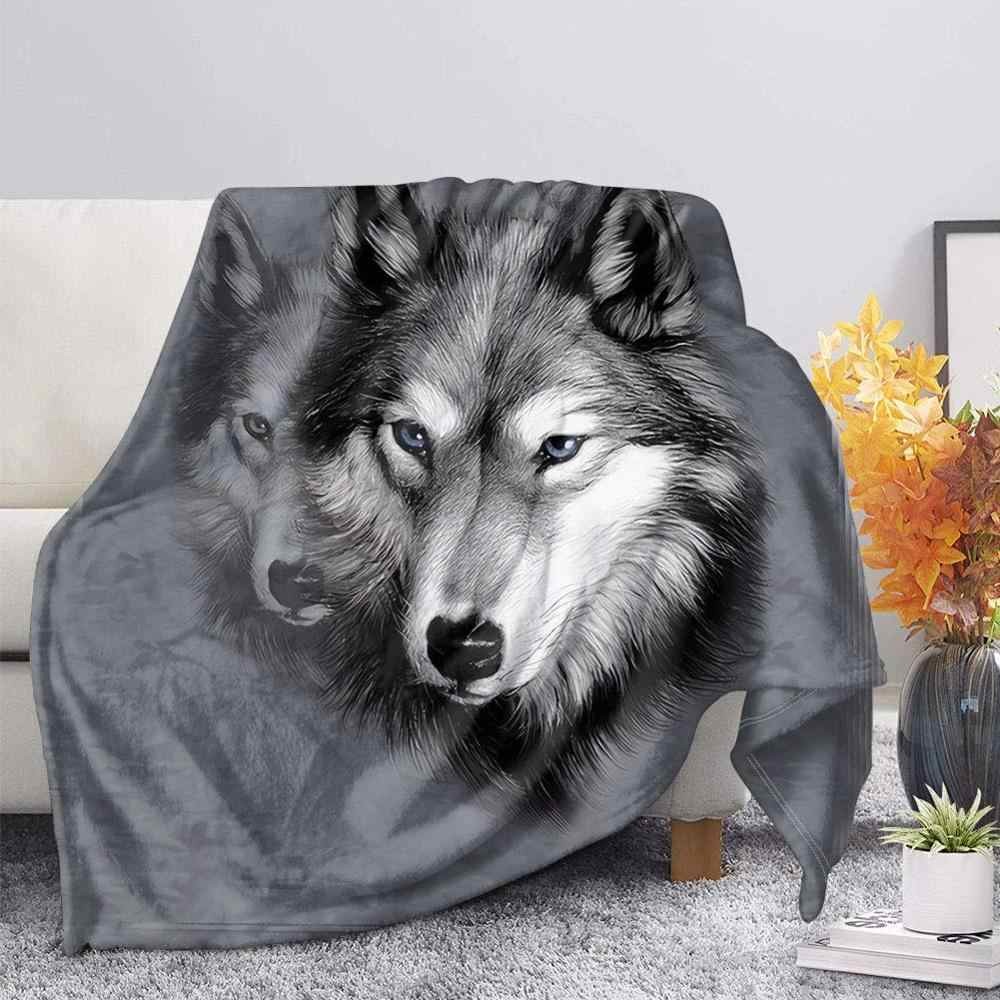 Wolf Design Printed Flannel Blanket