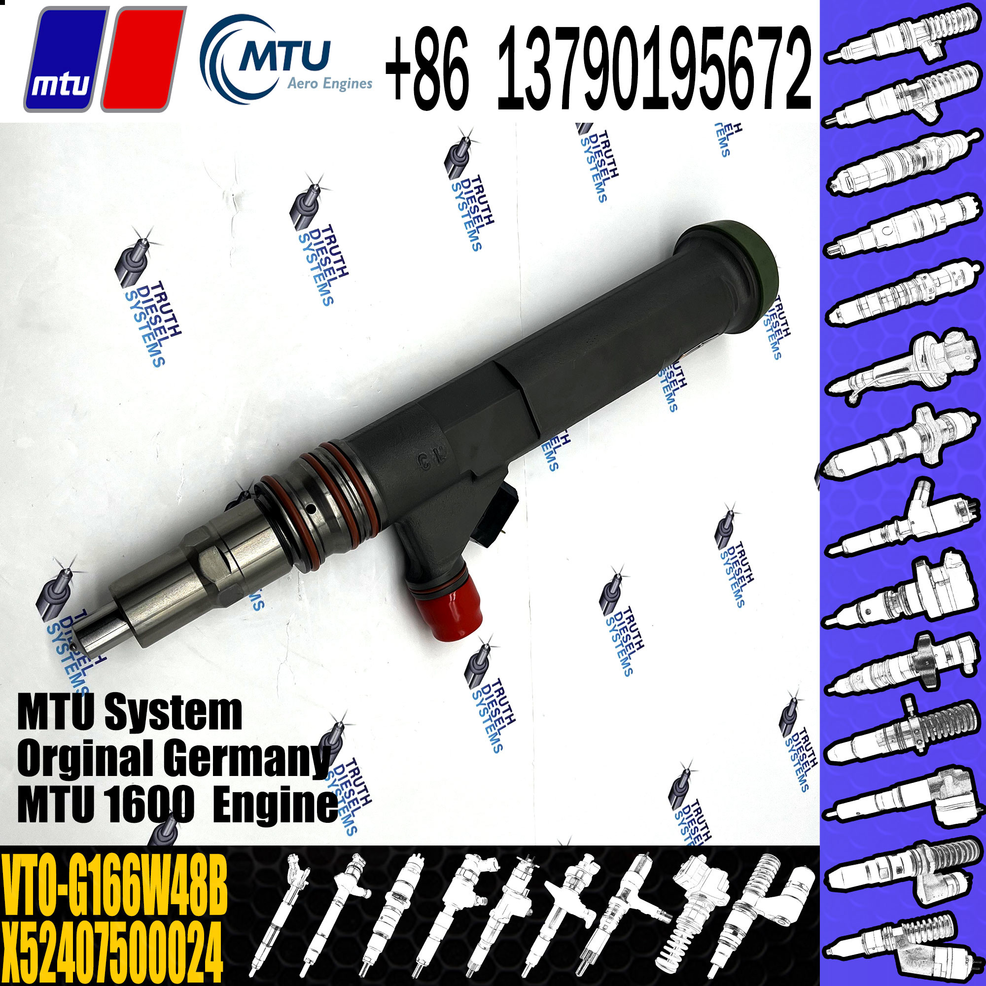 0010106951 Diesel Engine Injector Oem VTO-G166W4 High Speed Steel MTU 4000