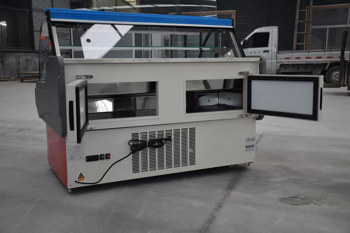 Lower Unit Curved Transparent Glass Cooked Food Refrigeration And Freezing Display Cooked Food Freezer