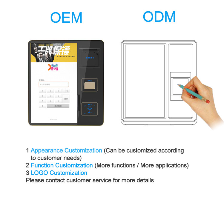 21.5" Self Service Ticket Vending Machine Ordering Kiosk for Fast Food Restaurant