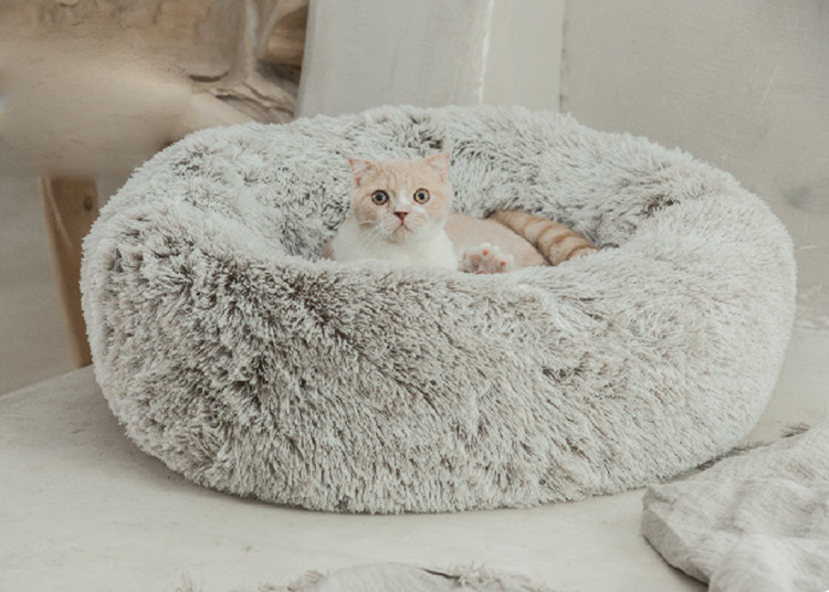 Faux Fur Donut Washable Dog Bed