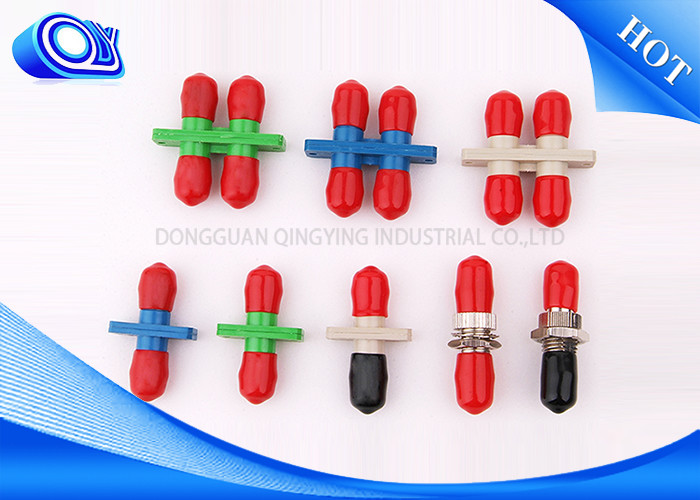 Simplex Plastic ST-ST Fiber Optic Adapter red and black cap square adapter