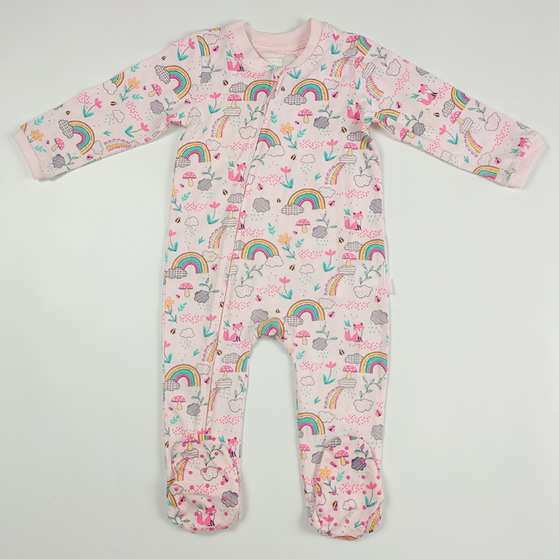 Newborn Bodysuit Rompers with Zipper Close and Printing Pattern in Customized Color