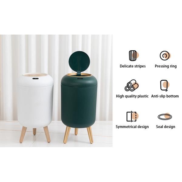 Chinese Wind Round Intelligent Sensing Household Large Capacity Trash Can with Legs