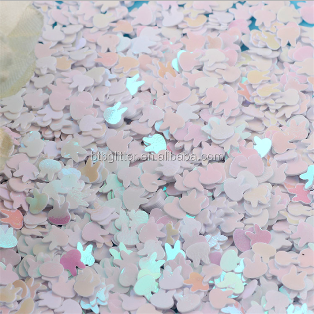 Pet Happy Year Easter Sequined 4mm Rabbit Head Ball Stuffers and Ornaments Hand DIY Accessories Fluorescent Pieces Glass