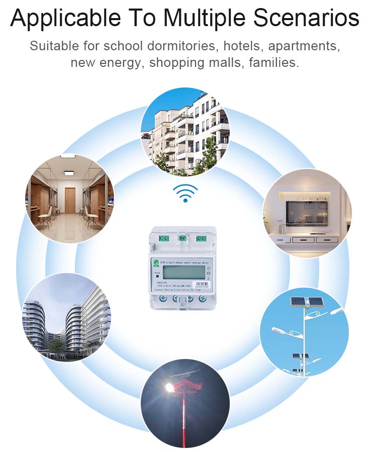 220V 60A Single Phase Prepaid Energy Meter DIN Rail Smart Meter Remote Control