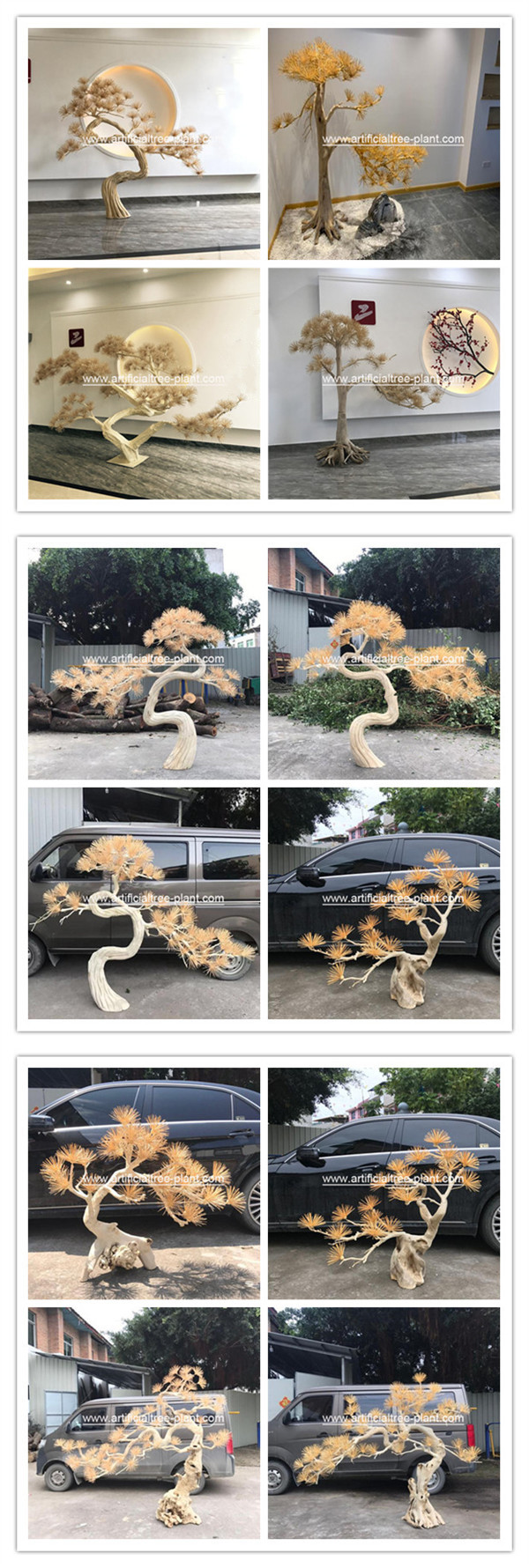 Yellow Artificial Poly Resin Pine Trees Needle Branch Club Festivals Occasion Decoration
